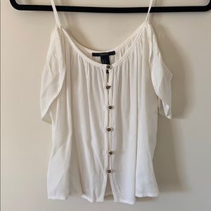 Cream Cold Shoulder Tank